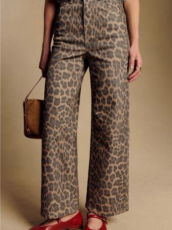 Sezane Denim - Sezane Le Crop Nevada Leopard Jeans - Size 34 (French) / size 2 US